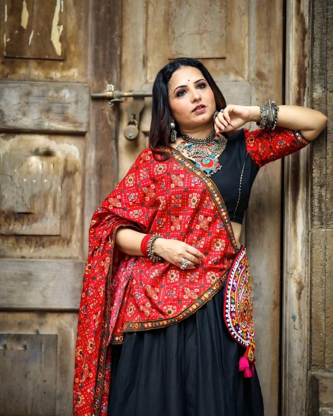 Navratri Maslin Cotton Mirror Work Lehenga Choli – Ready-to-Wear Festive Style
