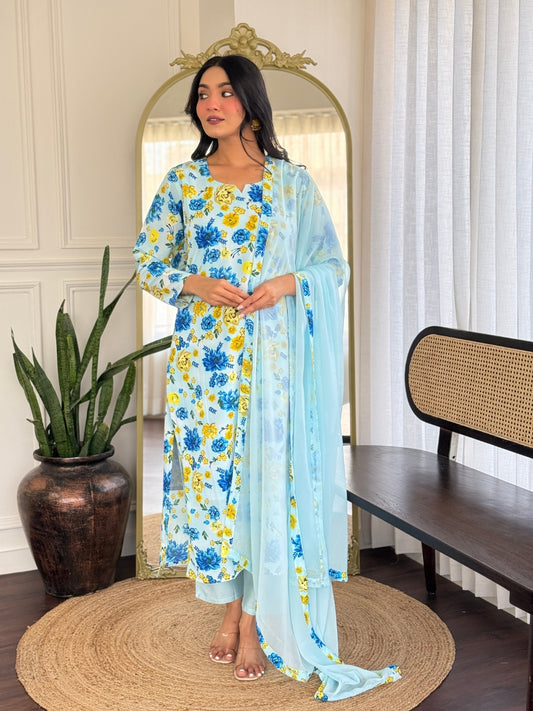 Stylish Chanderi Silk Kurti Set for Women – Printed Design | Readymade