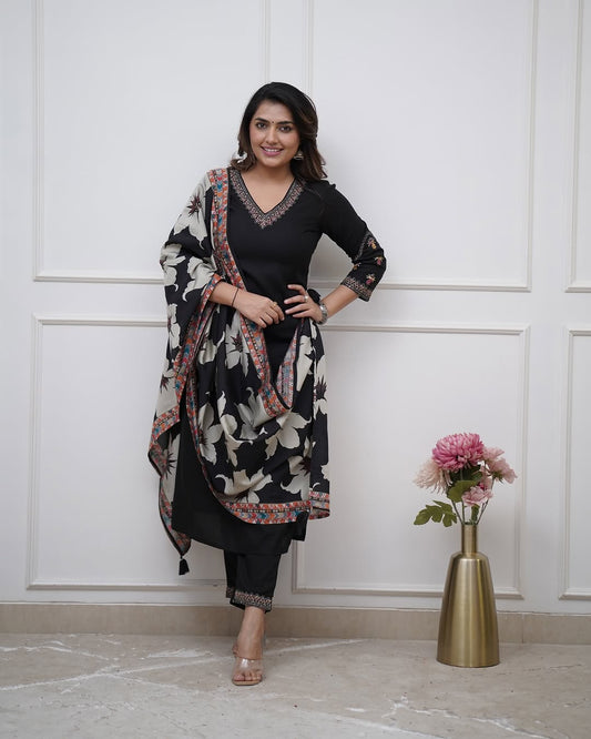 Latest Casual Style Suit in Viscose Silk with Soft Chinon Dupatta