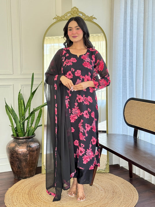 Chanderi Silk Printed Kurti Set with Pant and Dupatta – Casual Wear | Ready to Wear