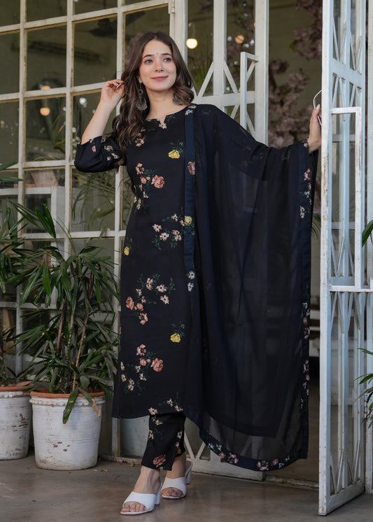 Style for Embroidered Silk Blend Suit Set with Nazmin Dupatta | Elegant 3-Piece Ethnic Wear