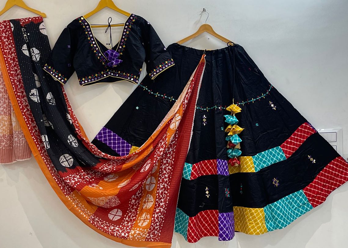Stitched Maslin Cotton Lehenga Choli Set – Digital Print & Real Mirror Work with Dupatta