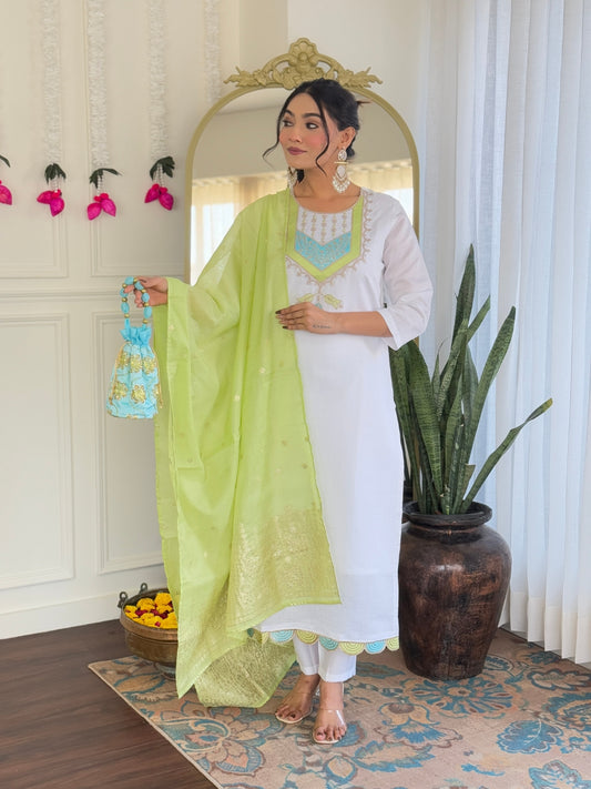 New Charming Viscose Chanderi Suit with Jacquard Dupatta