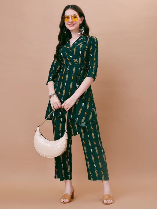 Elegant American Crepe Straight Co-ord Set for Women – Kurti Pant Style Ethnic & Casual Wear
