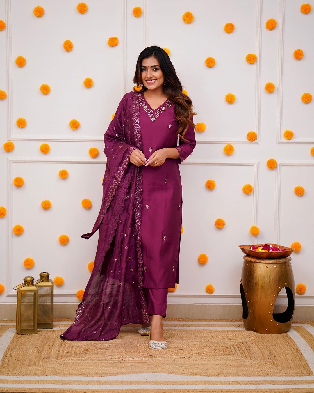 Embroidered Viscose Chanderi Suit Set with Chanderi Dupatta – Ethnic Wear