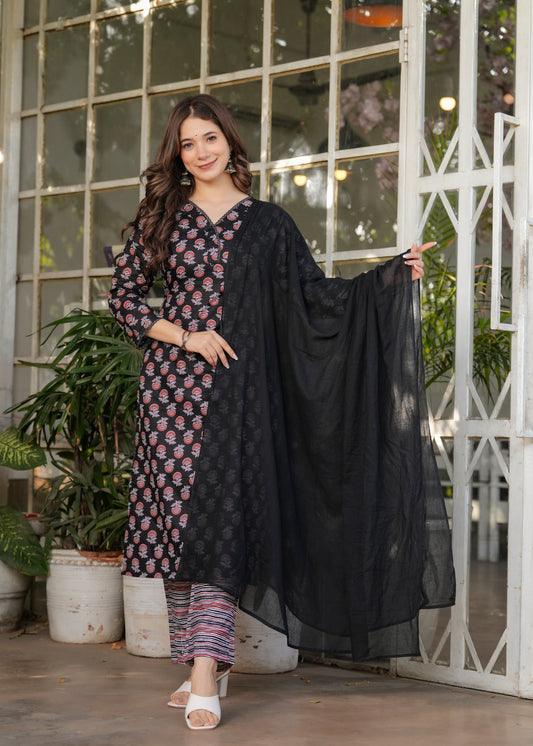 Latest Embroidered Pure Cotton Suit Set with Silk Kota Dupatta – 3-Piece Summer collection