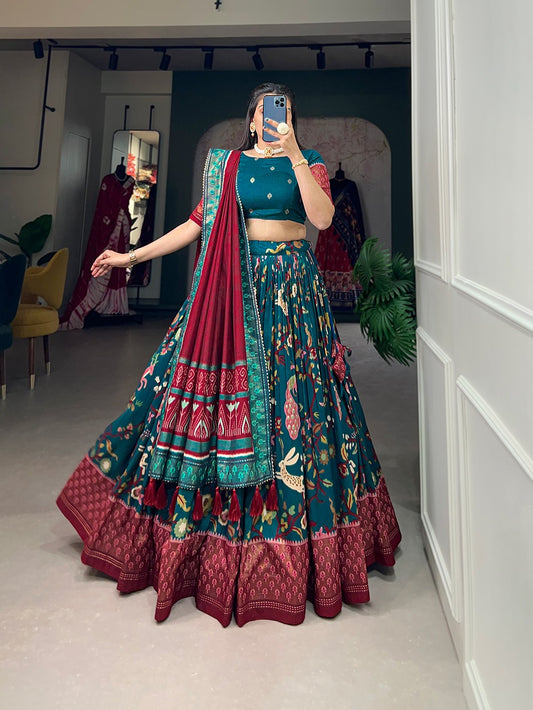 Tussar Silk Patola Print Lehenga Choli with Dupatta – Perfect for Navratri & Celebrations