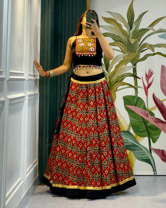 Lehenga Choli - The Beautiful Prints On Cotton Fabric Make This Ensemble A Perfect Choice For Any Festive Occasion