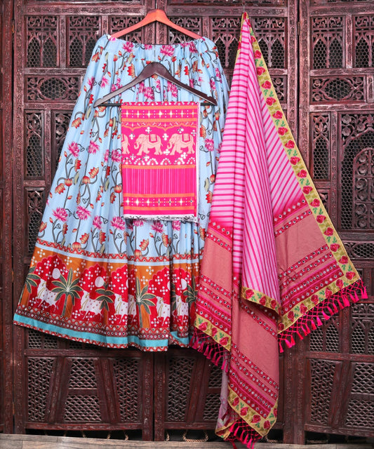 Butter Silk Lehenga Choli with Real Mirror Work – Perfect for Garba Nights