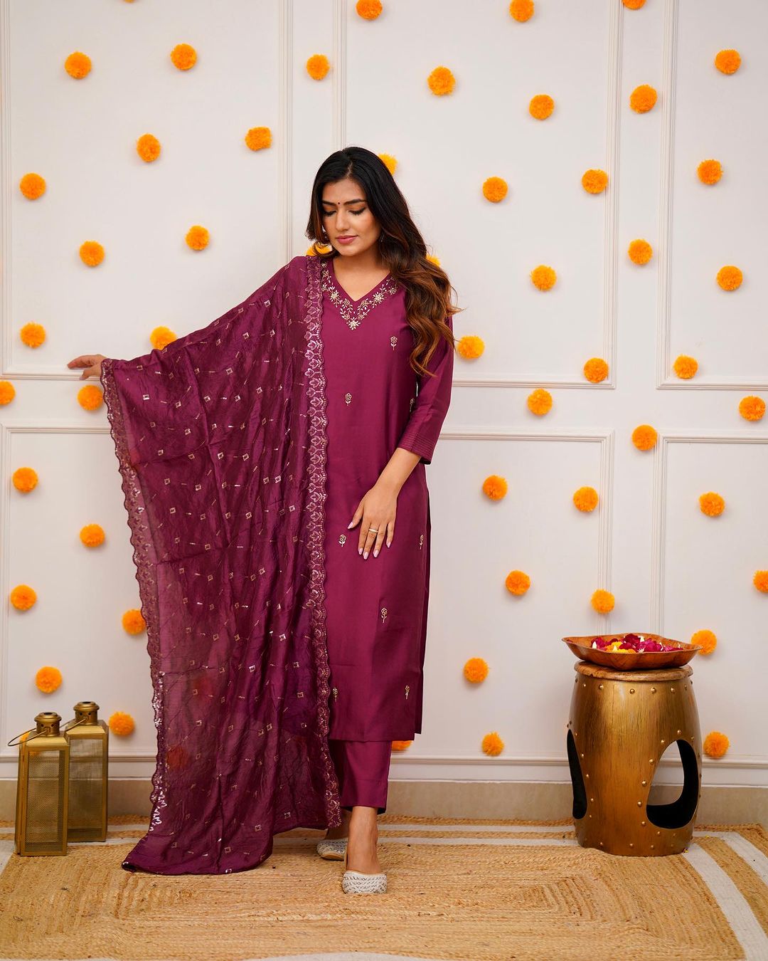 Embroidered Viscose Chanderi Suit Set with Chanderi Dupatta – Ethnic Wear