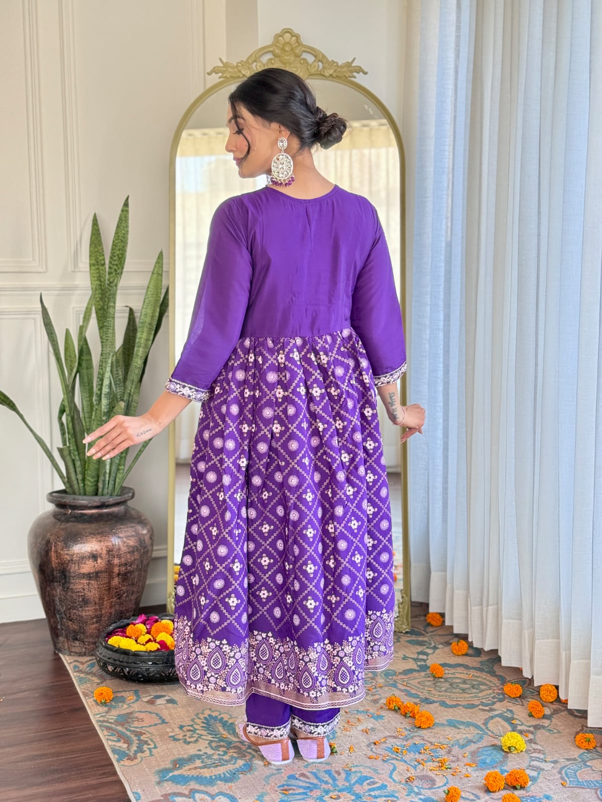 Classic Embroidered Suit in Chanderi with Soft Organza Dupatta