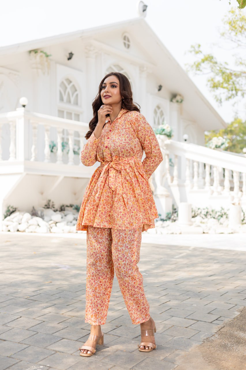 Elegant Straight Kurti Pant Set | Indo Cotton Printed | Ready-to-Wear Ethnic Outfit