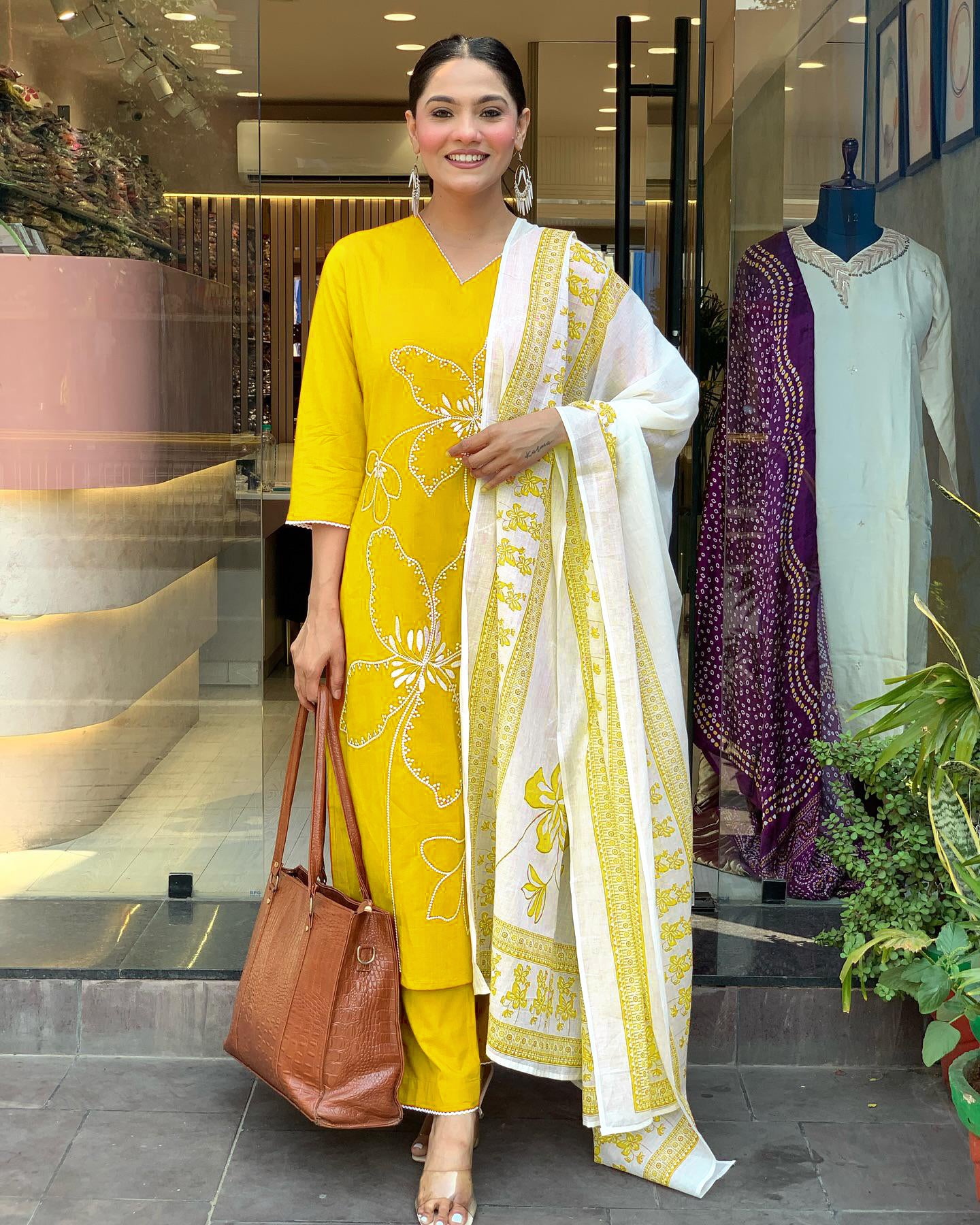 Latest Embroidered Viscose Chanderi Suit Set with Matching Chanderi Dupatta