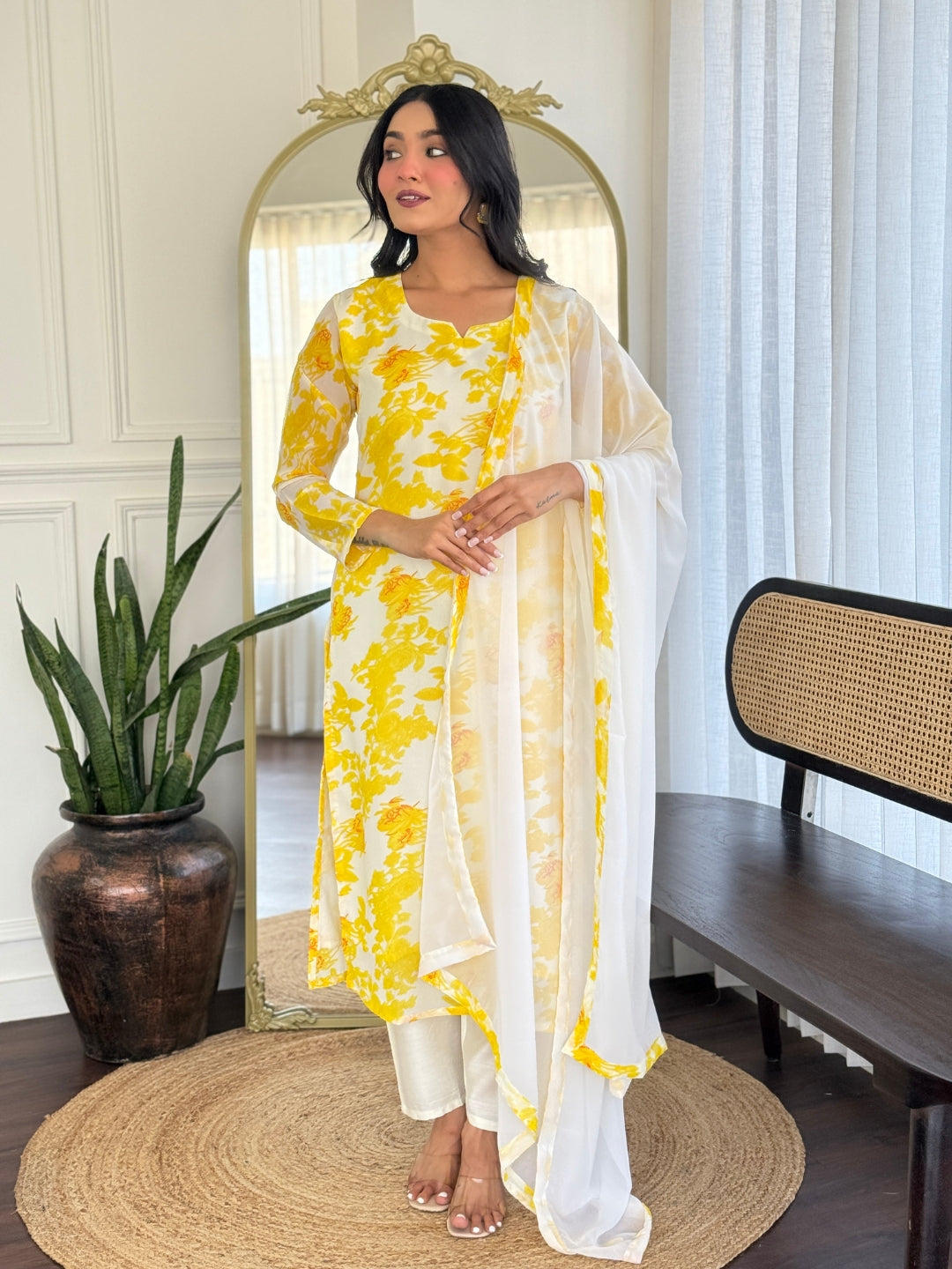 Women’s Casual Kurti Set in Chanderi Silk – Printed | Ready to Wear