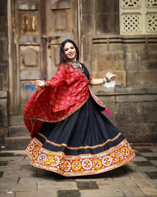 Navratri Maslin Cotton Mirror Work Lehenga Choli – Ready-to-Wear Festive Style