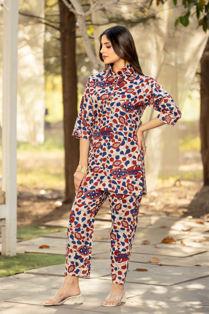 Classic Cotton Straight Kurti & Pant Set | Comfortable Ready-to-Wear Co-ord