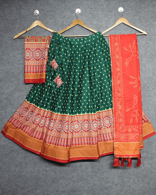 Heavy Silk Digital Print Lehenga Set with Gotta Patti Dupatta – Luxe Look with Traditional Touches For Navarti