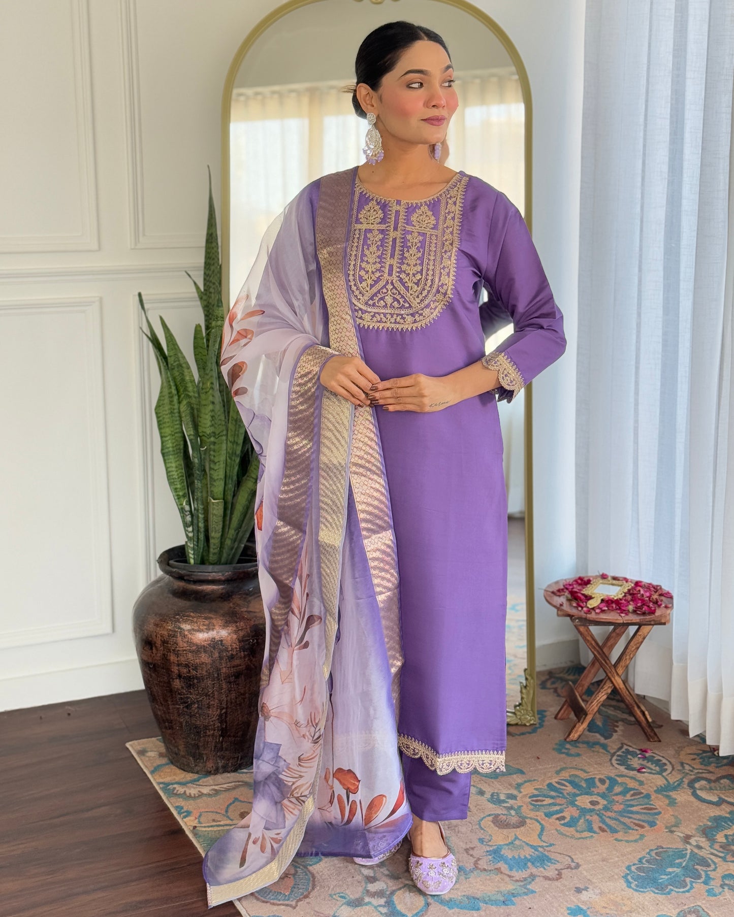Festive Wear Rayon Suit Set with Embroidery and Elegant Jacquard Dupatta