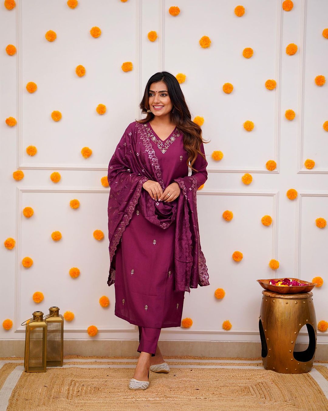 Embroidered Viscose Chanderi Suit Set with Chanderi Dupatta – Ethnic Wear