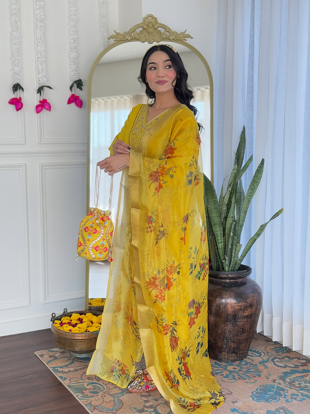 Women's Rayon Embroidered Kurta with Pant & Printed Taby Jacquard Dupatta | Readymade 3-Piece Ethnic Suit Set | Elegant & Comfortable Outfit for Daily, Festive & Semi-Formal Wear