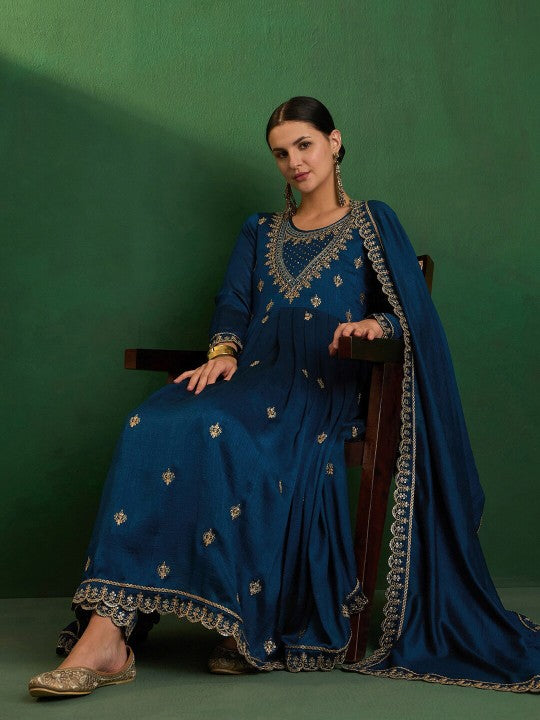 Women's CP Vichitra Embroidered Kurta with Pant & Dupatta | Readymade 3-Piece Ethnic Suit Set | Elegant Traditional Wear for Festive, Wedding & Semi-Formal Occasions