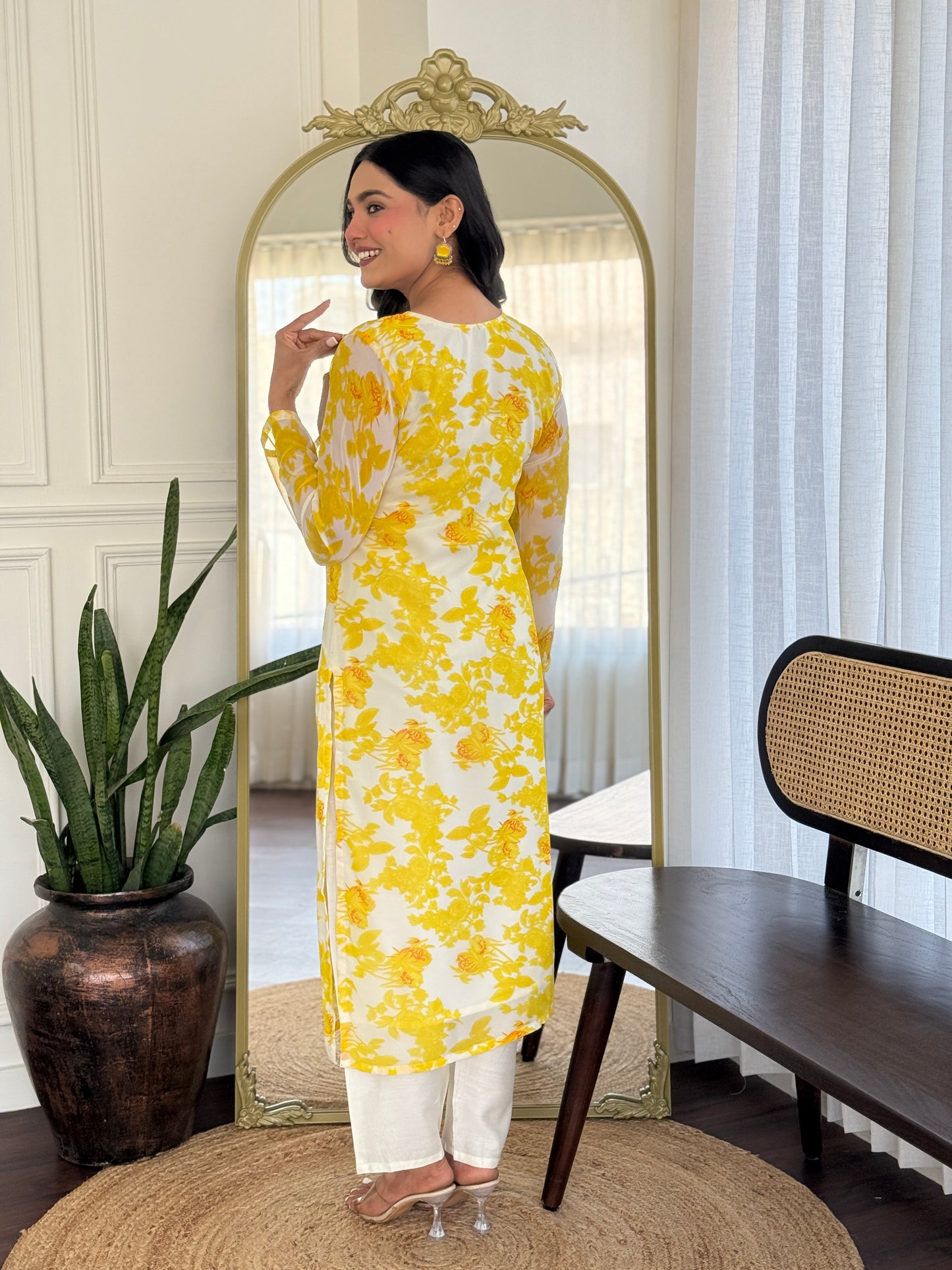 Women’s Casual Kurti Set in Chanderi Silk – Printed | Ready to Wear