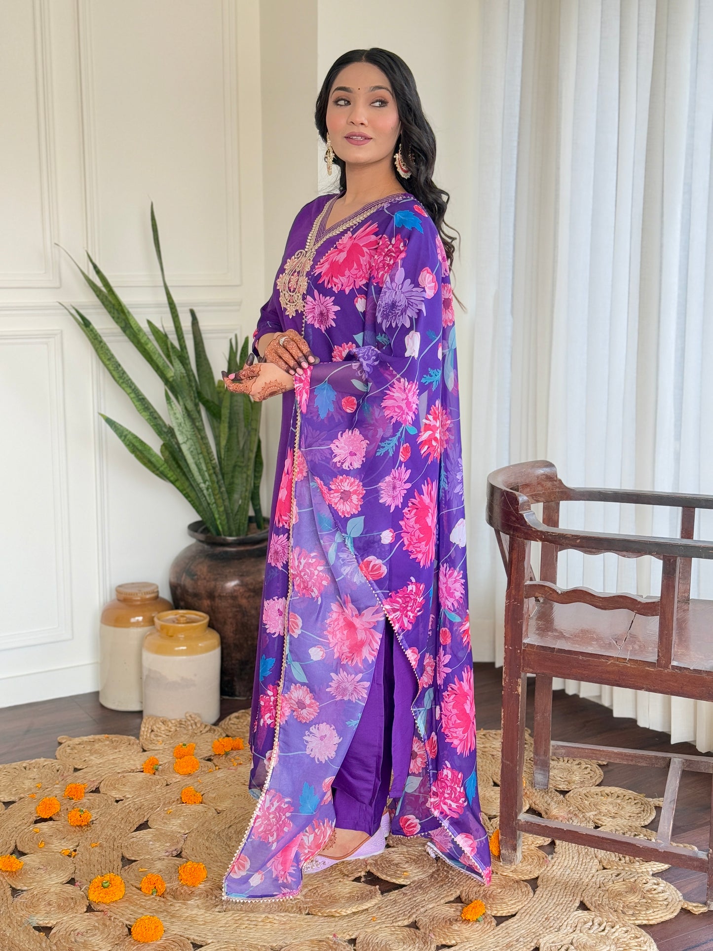 Lightweight Chanderi Suit Set with Designer Organza Dupatta