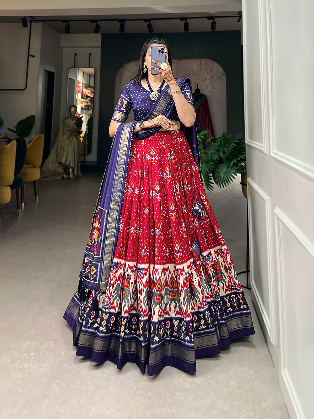 Tussar Silk Lehenga Choli – Patola Printed Design, CanCan Flair & Fancy Dupatta