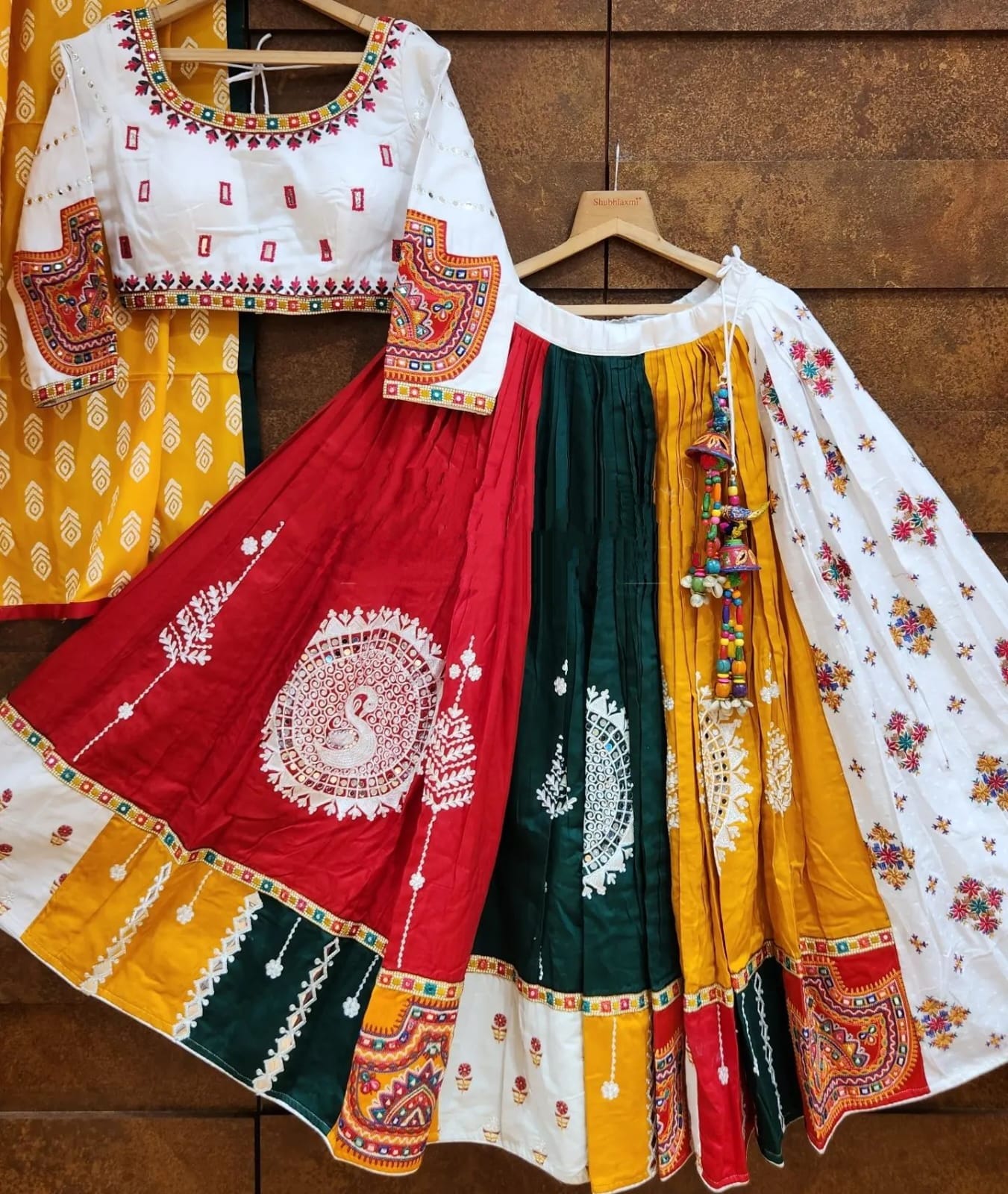 Butter Silk Stitched Lehenga Choli – Real Mirror Work for Navratri Glam