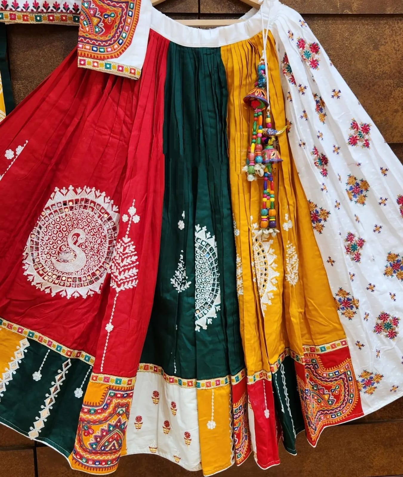Butter Silk Stitched Lehenga Choli – Real Mirror Work for Navratri Glam