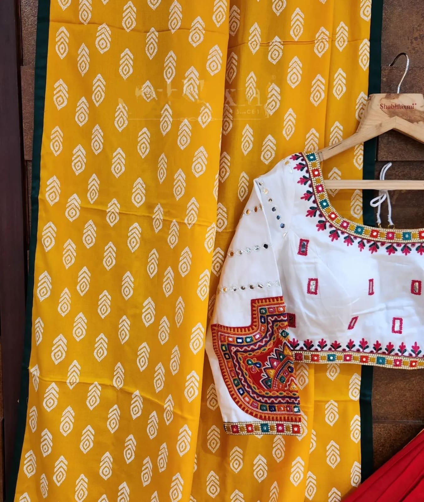 Butter Silk Stitched Lehenga Choli – Real Mirror Work for Navratri Glam