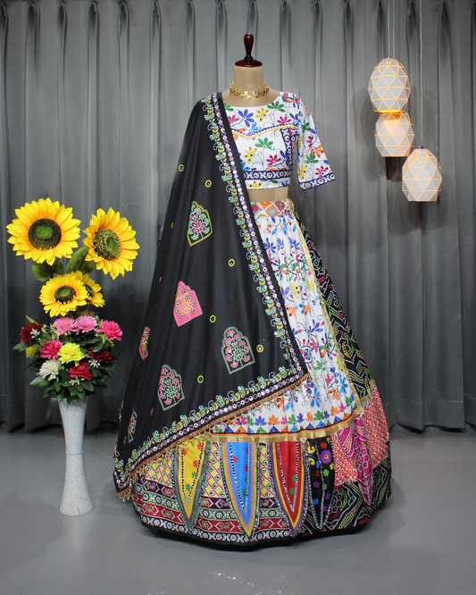 Navratri Maslin Cotton Mirror Work Lehenga Choli – Ready-to-Wear Festive Style