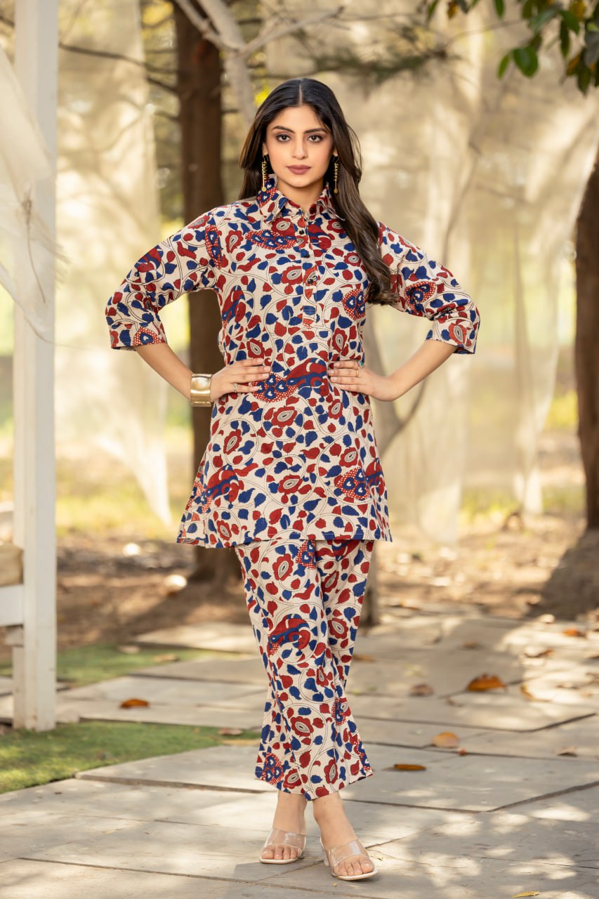 Classic Cotton Straight Kurti & Pant Set | Comfortable Ready-to-Wear Co-ord