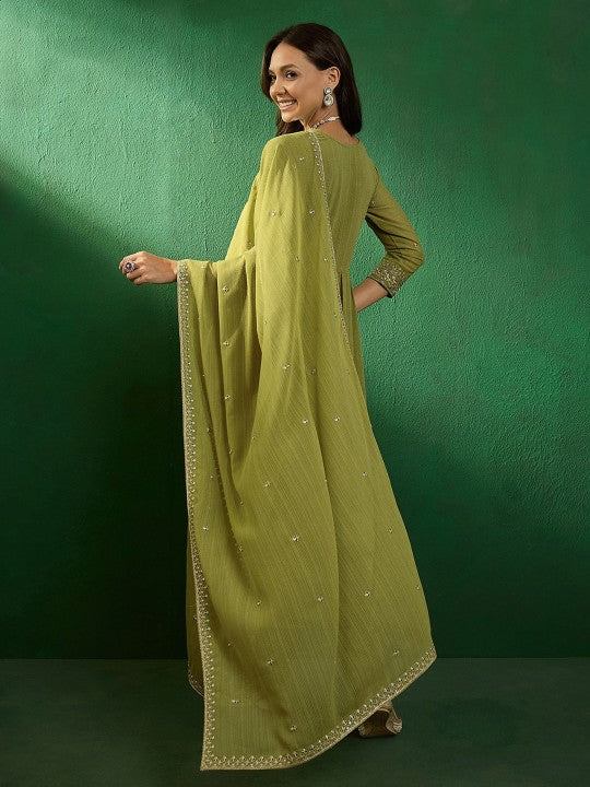 Graceful Embroidered Georgette Suit Set with Matching Dupatta – Festive Ready Ensemble