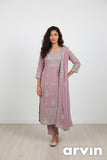 Women's New Pink Embroidered Fox Georgette Suit Palazzo Set with Dupatta | Fully Stitched | Festive & Party Wear