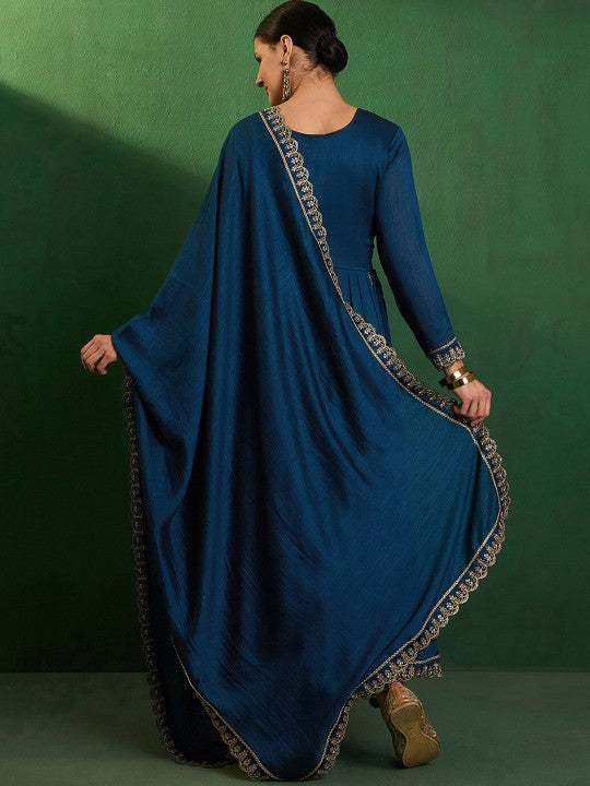 Women's CP Vichitra Embroidered Kurta with Pant & Dupatta | Readymade 3-Piece Ethnic Suit Set | Elegant Traditional Wear for Festive, Wedding & Semi-Formal Occasions