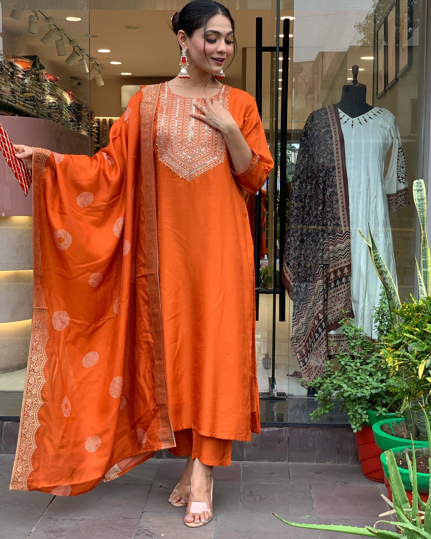 Premium Ethnic Wear Embroidered Chanderi Silk Suit Set with Jacquard Chanderi Dupatta – 3-Piece