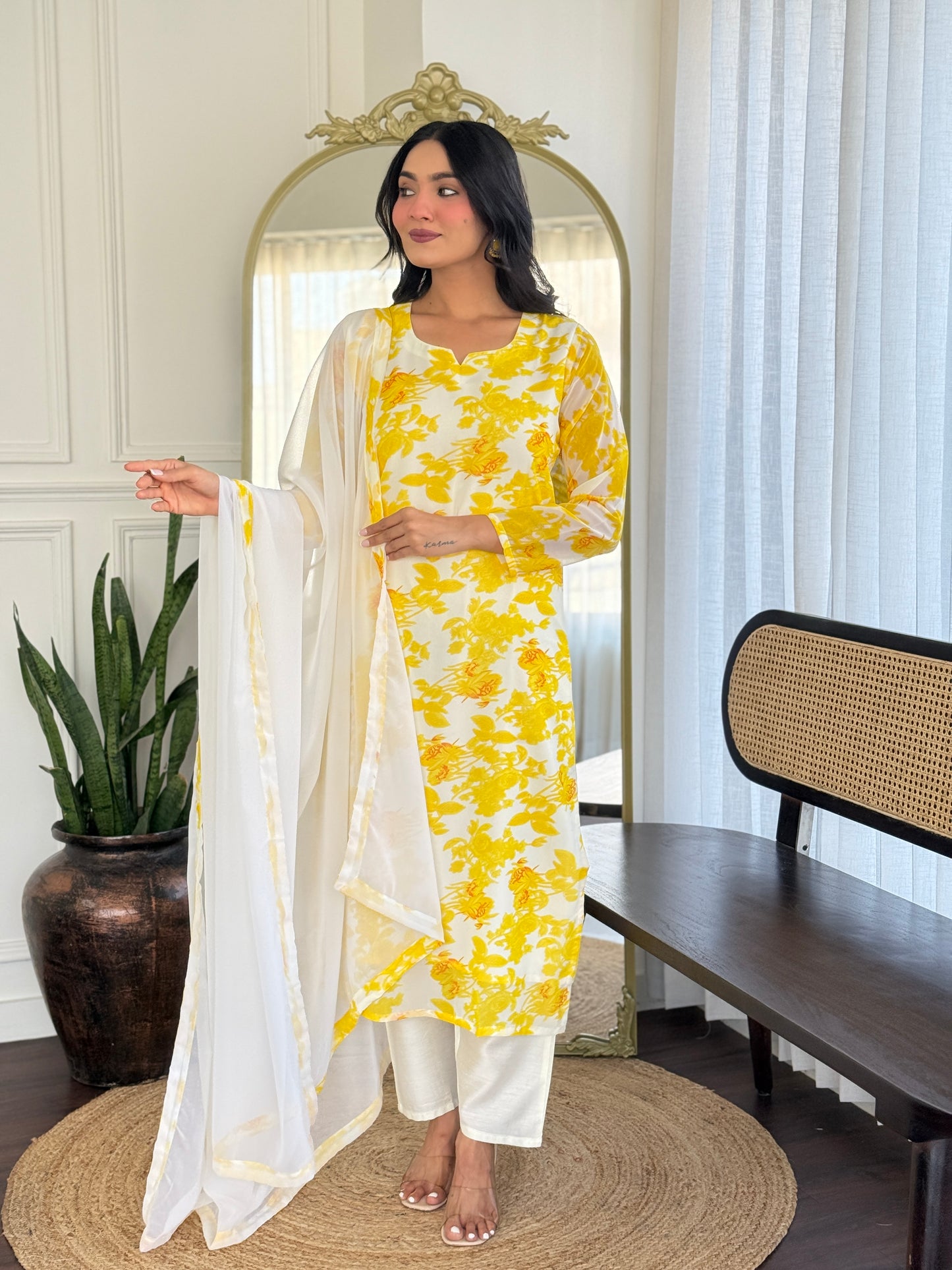 Women’s Casual Kurti Set in Chanderi Silk – Printed | Ready to Wear