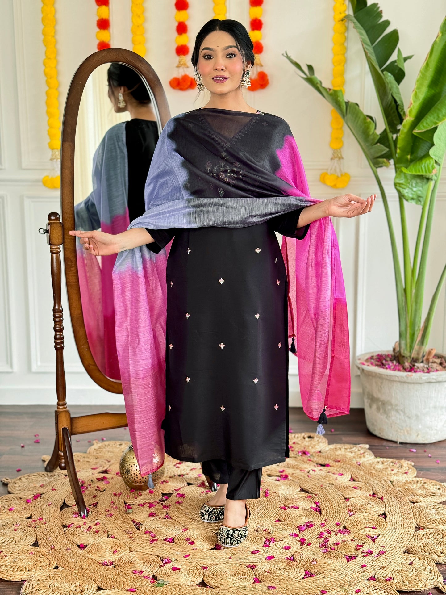 Viscose Chanderi Embroidered Suit Set with Elegant Chanderi Dupatta