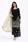 Latest Black Embroidered Fox Georgette Suits Palazzo Set with Chanderi Silk Dupatta | Fully Stitched | Festive & Party Wear