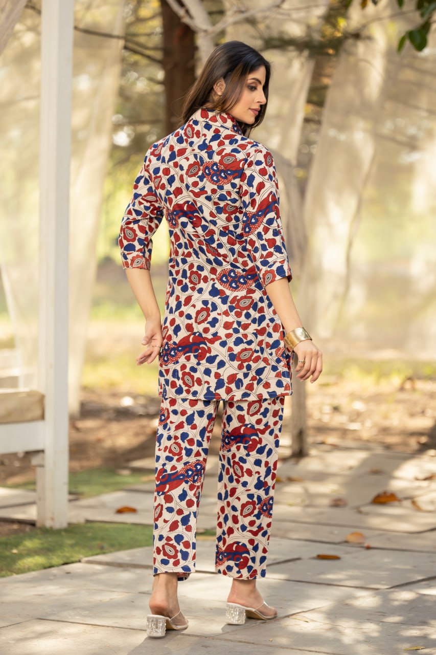 Classic Cotton Straight Kurti & Pant Set | Comfortable Ready-to-Wear Co-ord