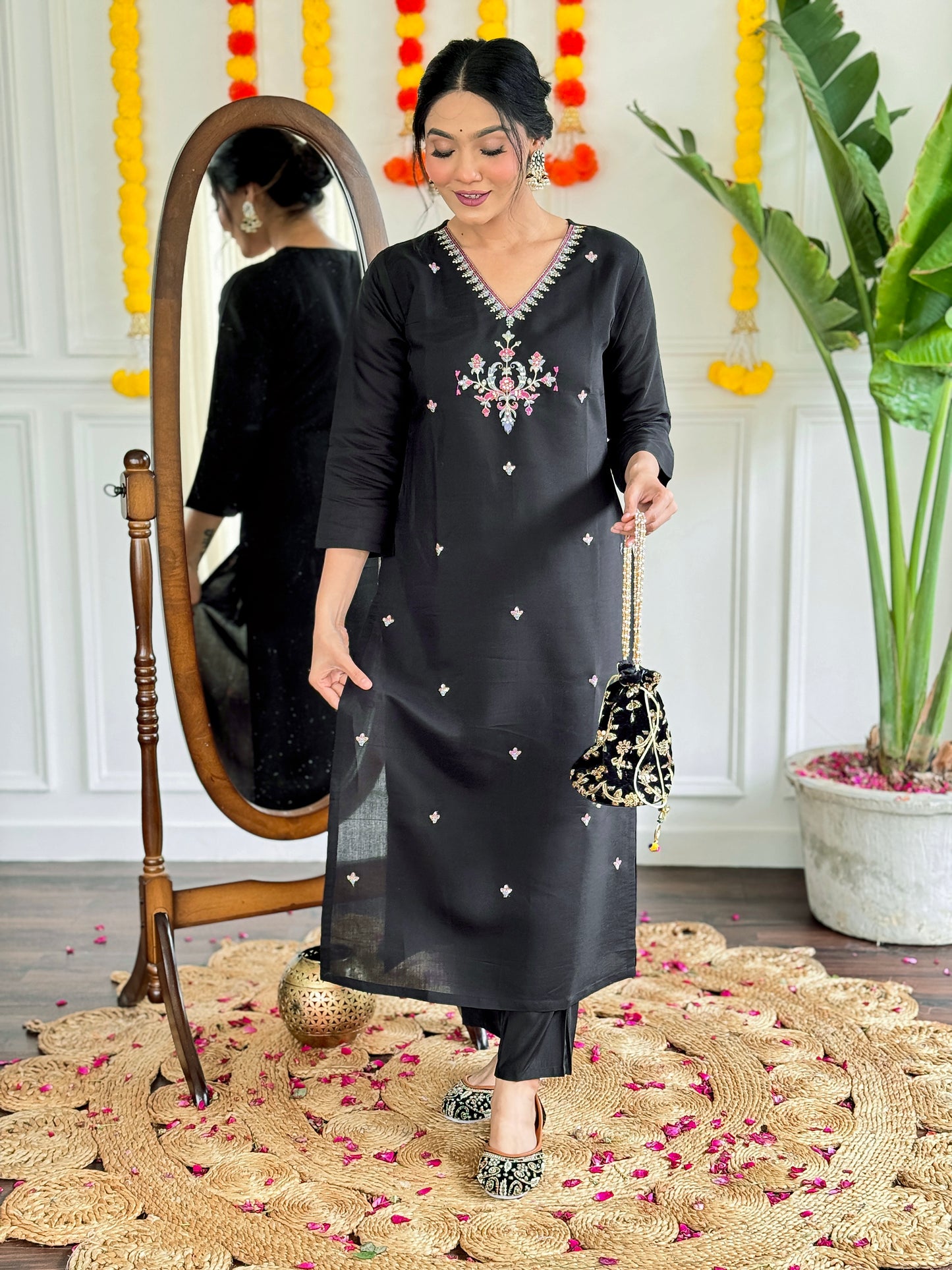 Viscose Chanderi Embroidered Suit Set with Elegant Chanderi Dupatta