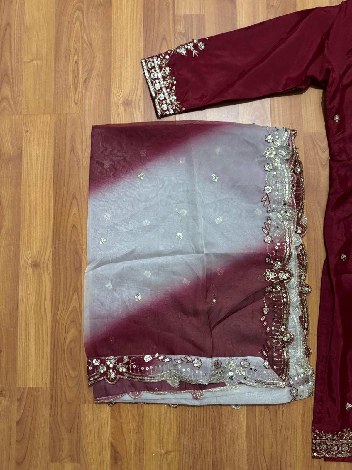 Latest New Red Embroidered Heavy Silk Kurta Sharara Set with Dupatta | Fully Stitched | Festive & Wedding Wear