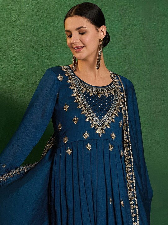 Women's CP Vichitra Embroidered Kurta with Pant & Dupatta | Readymade 3-Piece Ethnic Suit Set | Elegant Traditional Wear for Festive, Wedding & Semi-Formal Occasions
