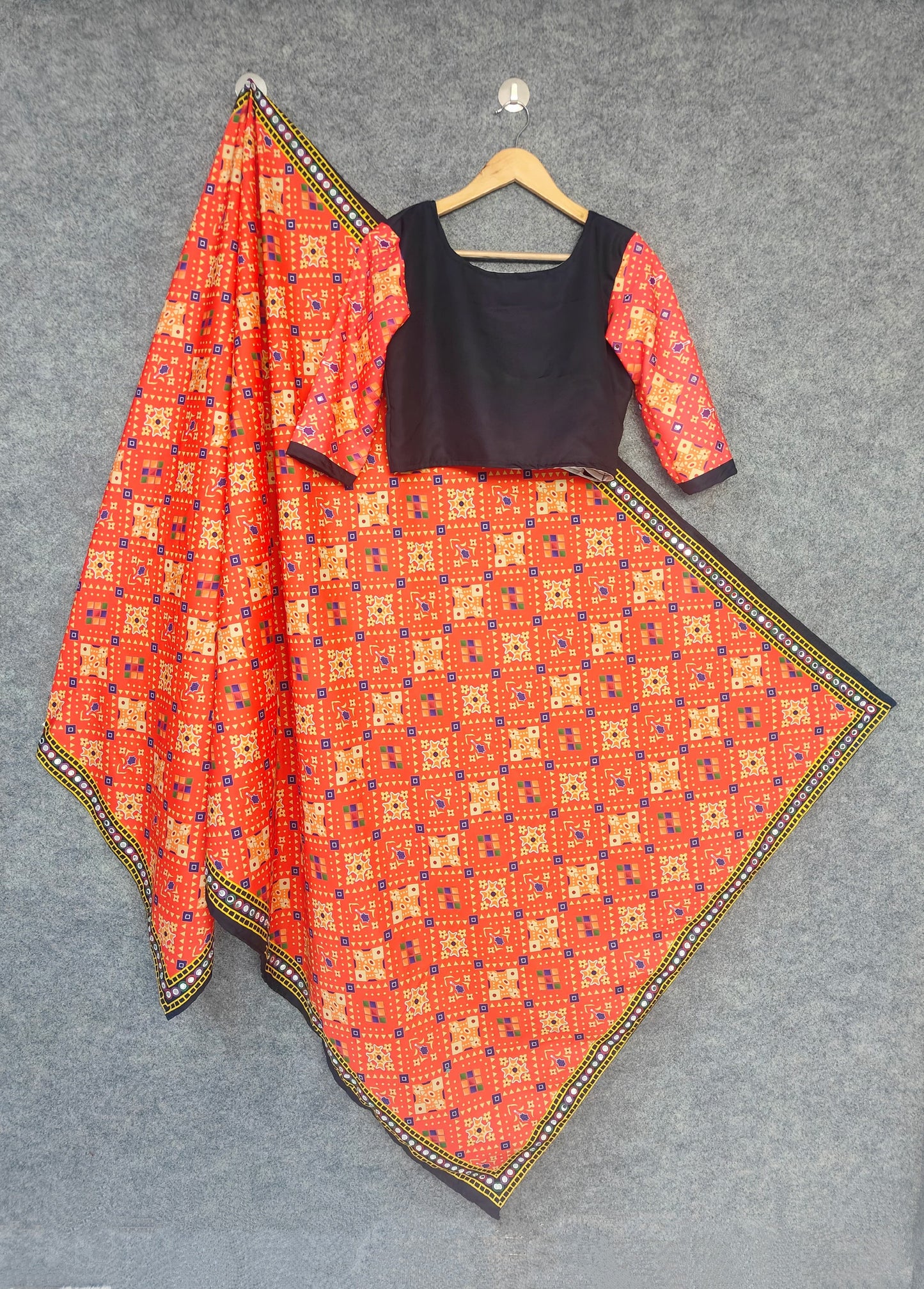 Navratri Maslin Cotton Mirror Work Lehenga Choli – Ready-to-Wear Festive Style