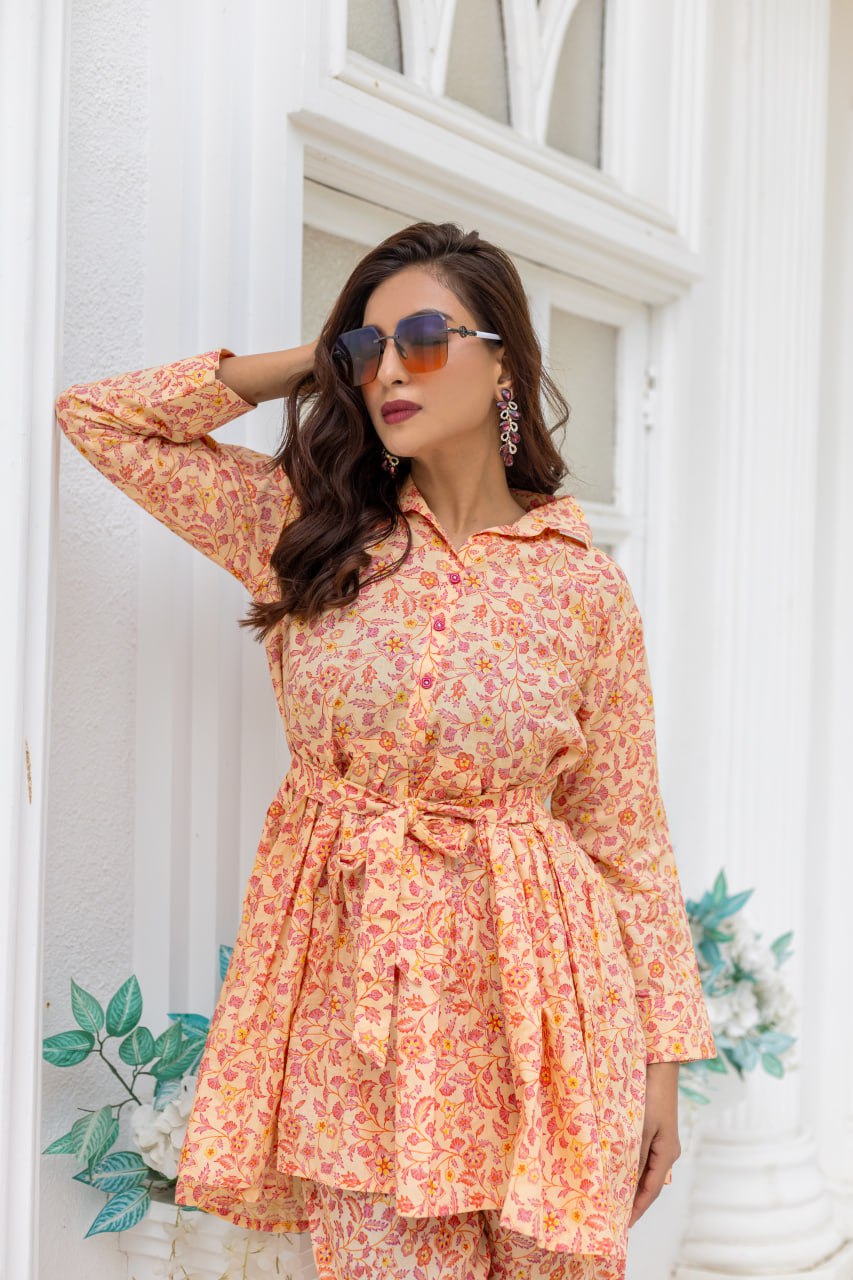 Elegant Straight Kurti Pant Set | Indo Cotton Printed | Ready-to-Wear Ethnic Outfit