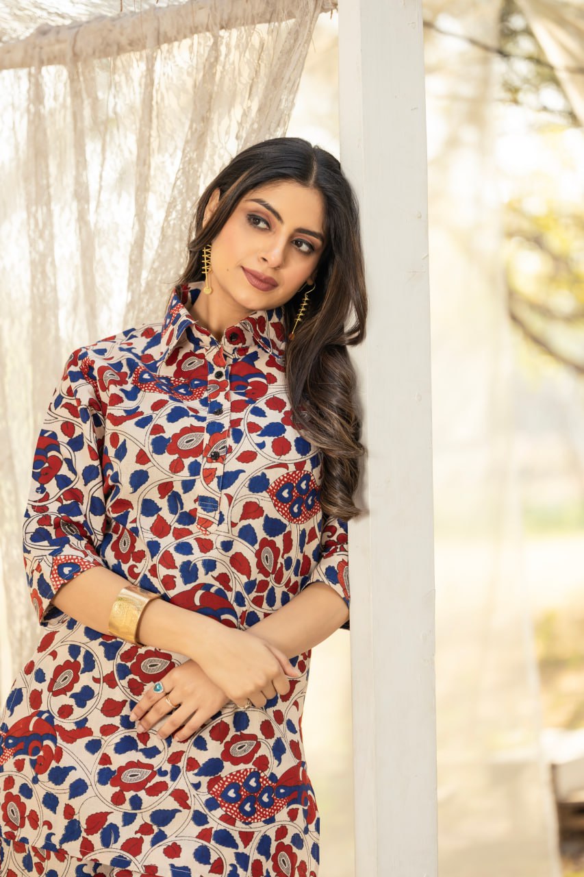 Classic Cotton Straight Kurti & Pant Set | Comfortable Ready-to-Wear Co-ord