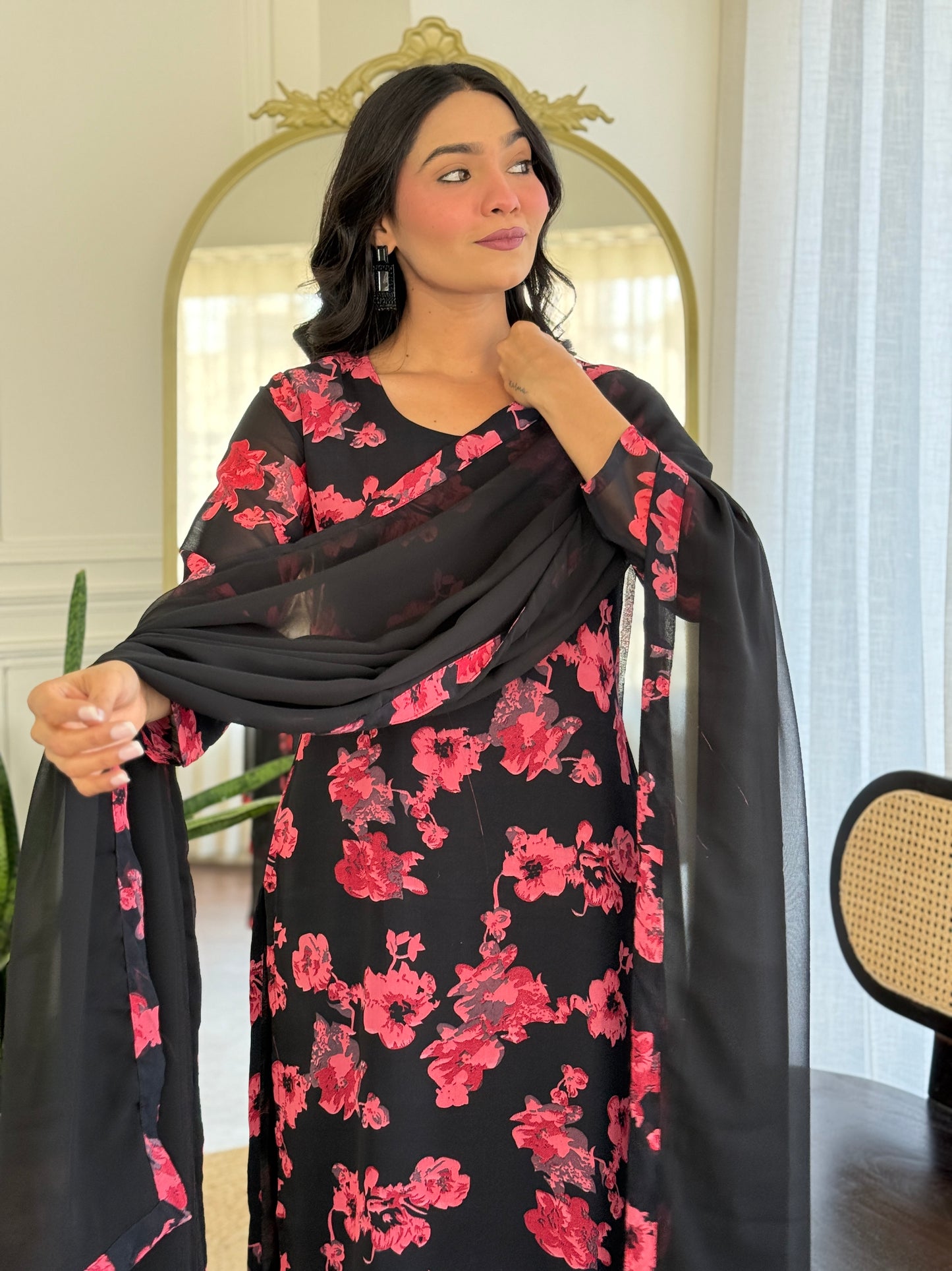Chanderi Silk Printed Kurti Set with Pant and Dupatta – Casual Wear | Ready to Wear