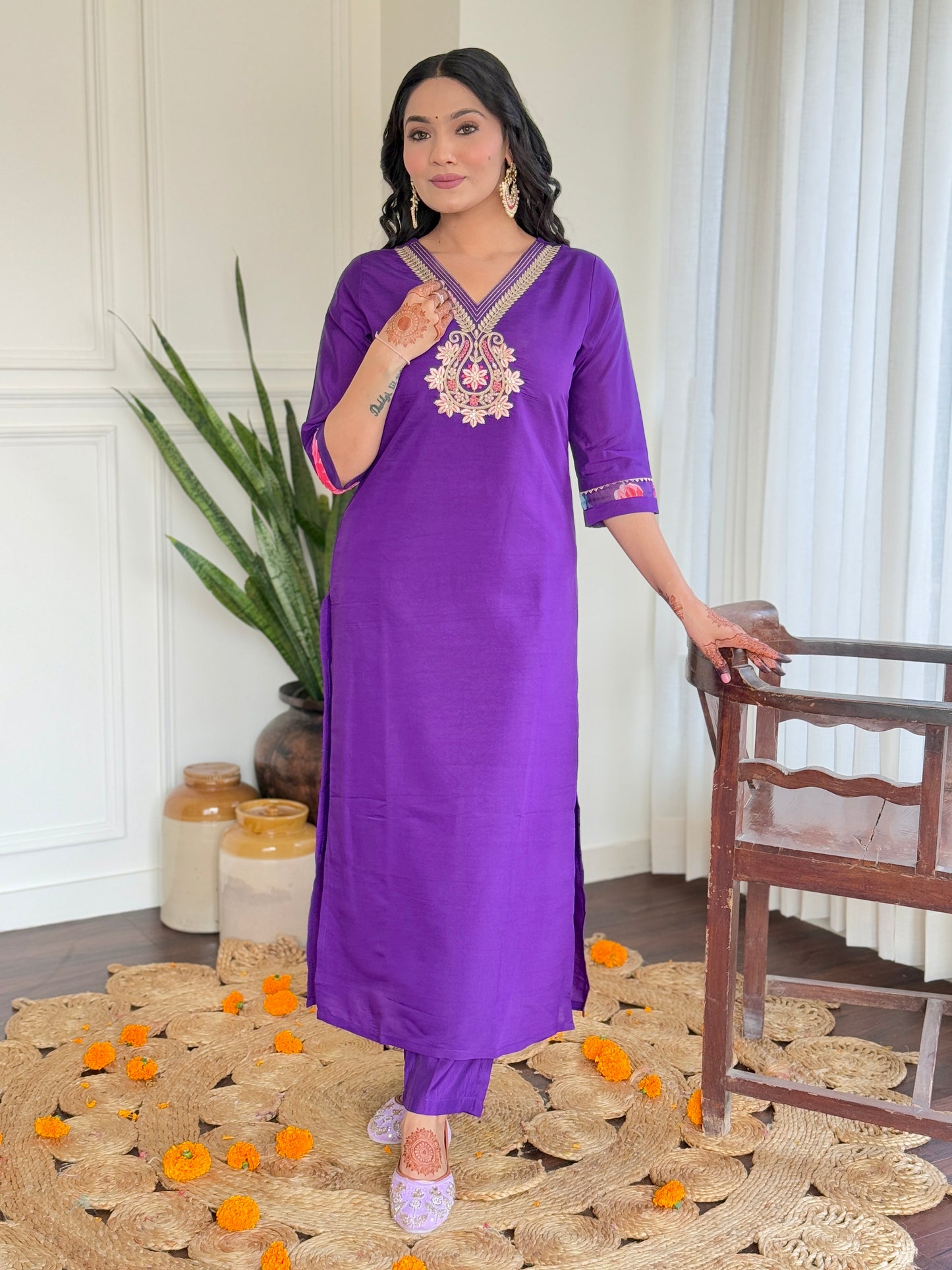 Lightweight Chanderi Suit Set with Designer Organza Dupatta