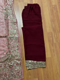 Women’s Rose Pink & Deep Maroon Chinnon Embroidered Kurta Sharara Set with Dupatta | Fully Stitched Festive Wear